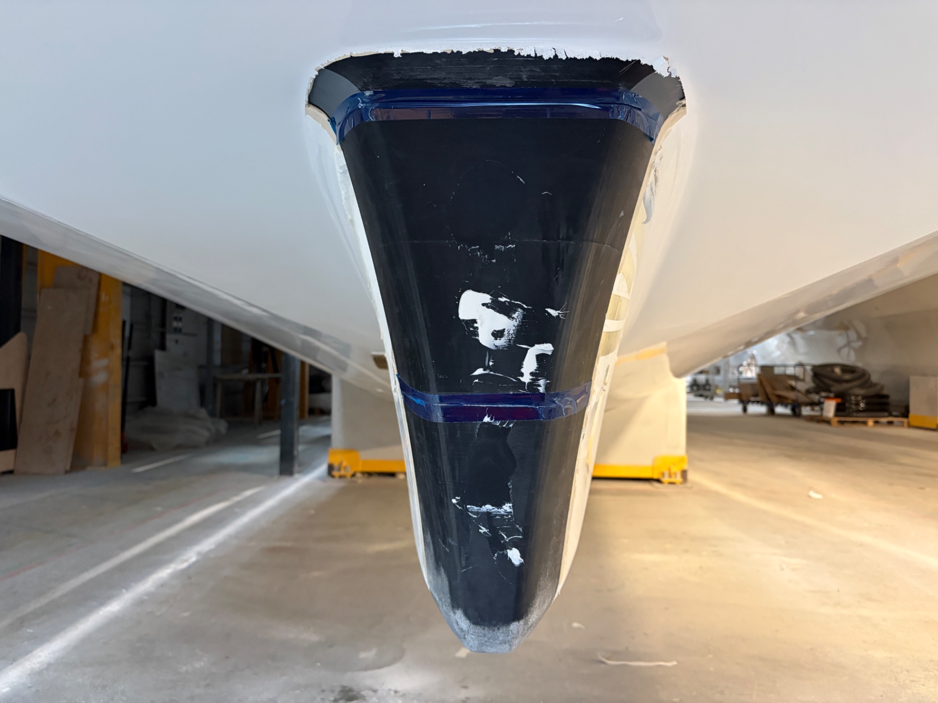 Bow strike and gel-coat damage following a grounding