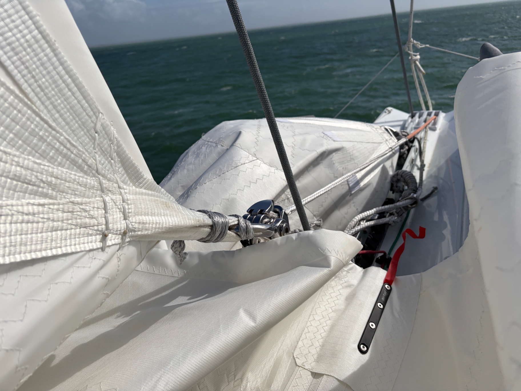 Headsail and mainsail inspection during sea-trial in the Solent