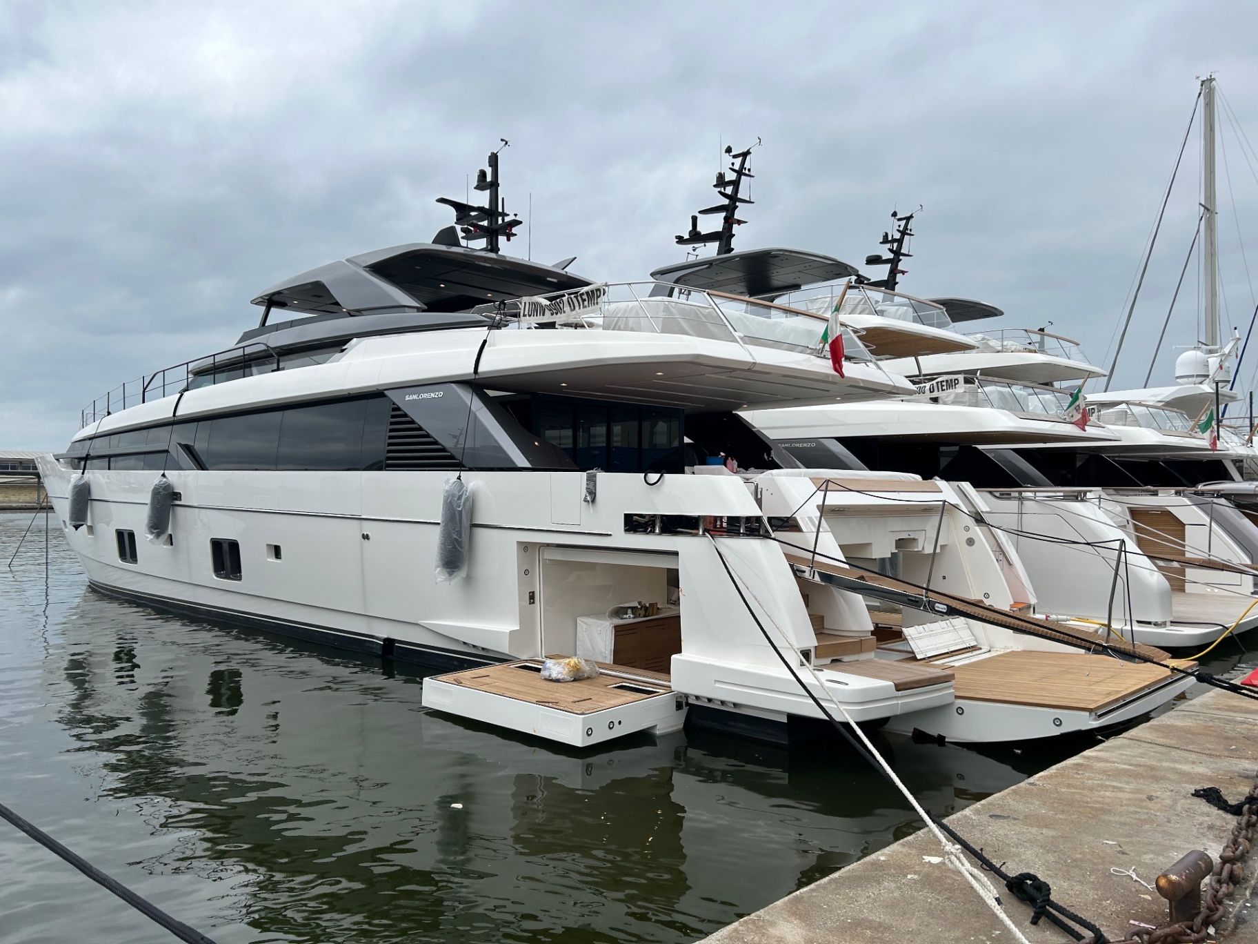 Sanlorenzo motor yachts at pre-delivery inspection